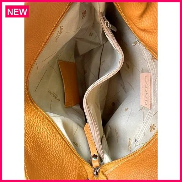 Italian Leather Hobo Tote Bag, Slouchy Shoulder Purse, Spacious Travel Handbag